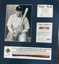 Babe Ruth Yankees Game-Used Bat Piece 16x18 Matted Display PSA LOA Copy picture