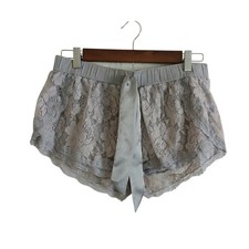 AERIE Rose Lace Loungewear Shorts Women’s S Gray Satin Bow Coquette Cozy Comfy picture