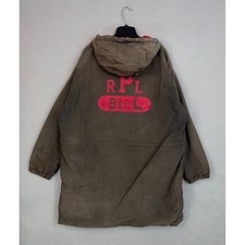 Vintage Polo Ralph Lauren Parka Mens Large Brown Graphic Hooded Long Jacket 91-L picture