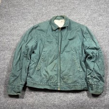 Vintage Aldens Jacket Men's L Green Sherpa Work Full Zip Canvas 50s 60s picture