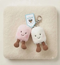 Jellycat Amuseables Pair of Marshmallows Charm Keychain Plush Pink White NWT picture