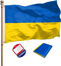 Ukraine Flag 3X5 Ft, Polyester Ukrainian National Flag Double Stitched Brass picture