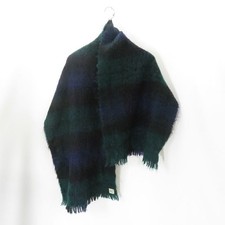 YARROWVALE Vintage 60s Mohair Stole Scarf Black/Green/Purple Mohair picture