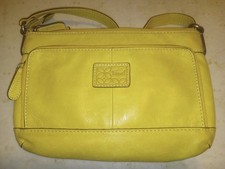 Vintage Fossil Yellow Leather Crossbody Bag Medium picture
