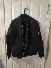 H&M Black Varsity / Bomber Jacket Men’s Solid Short Large #S152 picture