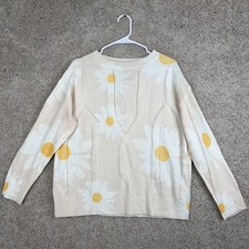 Miss Sparkling Daisy Tight Knit Longsleeve Casual Lightweight Sweater Sz Medium picture