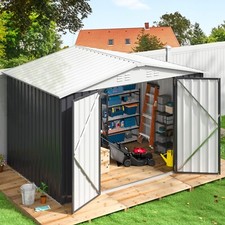 6x8 FT Metal Outdoor Storage Shed, Garden Tool Shed for Backyard, Patio, White picture