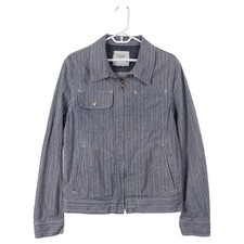 Perfecto Brand Schott NYC Jacket M Blue Hickory Stripe Cotton Full Zip USA Made picture