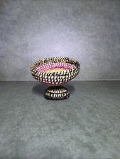 Vintage Panama Embera Wounaan Chunga Palm Woven Miniature Pedestal Basket picture