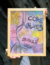 Original Neo Expressionist Abstract - Oil Pastel On Canvas Board 