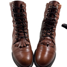 Justin Kiltie Roper Men’s Brown Leather Sz 10D Cowboy Work Boots USA Pre Owned picture