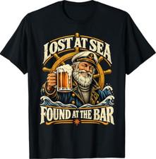 Vintage Sailor Captain Drinking Nautical Humor T-Shirt picture