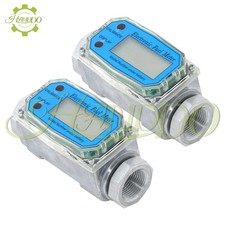 2PCS 1Inch Digital Turbine Flow Meter 2.6-26 GPM NPT Thread with LCD Display picture