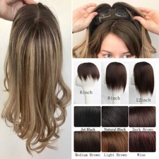 US CLEARANCE 100% Real Human Hair Clip In Top Topper Remy Piece Silk Base Toupee picture