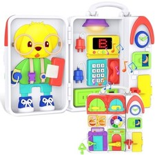 Montessori Busy Board Toddler Toy 1-3, Bilingual Music Lights, 20+ Activities picture