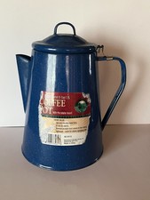Ozark Trail 8 Cup Blue Speckled Coffee Percolator Camping Cook Out Barbecue picture