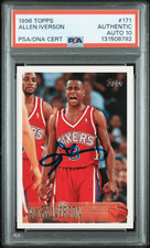 Graded 1996 Topps Allen Iverson #171 Rookie Card PSA 10 Auto Grade picture