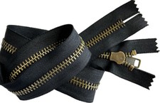 YKK #10 Large Antique Brass Metal Closed-end Zippers Extra Heavy Black 6