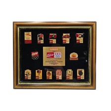 1992 Olympic Collector Pin Framed Set Coca-Cola Phar-Mor Limited Edition 13 Pins picture