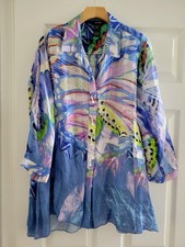 Ali Miles Multi-Color Abstract Butterfly Blouse tunic size lagenlook Art Wear picture