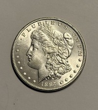 1887-P Morgan Silver Dollar Frosty Satin White Near Flawless looking KM#110 picture