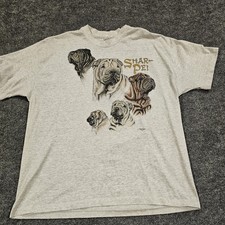 Vintage Shar Pei Dogs Grey T-shirt- Cute Nature Animals- Paws- Size XL Unisex   picture