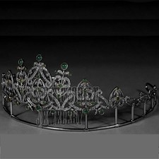 Amazing 7.83ct Rose Cut Diamond Emerald Silver Vintage Style Crown Tiara Jewelry picture