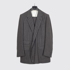 Anderson & Sheppard Vintage Bespoke Suit 42L Gray Stripe Wool Made in England picture