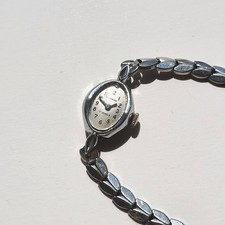 Vintage Signal Stainless Steel Manual Wind Watch Silver 17 Jewels Oval Face picture
