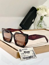 Prada PR 15WS Oversized Square Sunglasses Women Red Tortoiseshell UV400 w/ Box picture