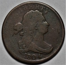 1804 Draped Bust Half Cent - Plain 4, Stemless - US 1/2c Copper Coin picture
