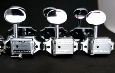 6 Chrome Wilkinson, kluson style 3+3 Machine heads,rond metal button picture