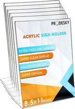 Pack of 6 Back Acrylic Sign Holder 8.5 * 11 Inches with picture