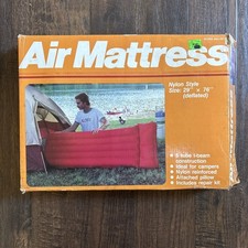 Vtg Reversible Red Blue Nylon Style Inflatable Air Mattress Pool Float 29x76 NEW picture
