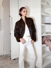 NWT Saga Furs Rabbit REX Fur Jacket NOT Sable Mink or Chinchilla Women M picture