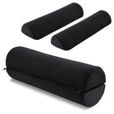 Neck Roll Pillow 2 Pack Half Moon Cervical Foam Bolster Support Black picture