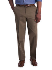 Haggar Mens Classic fit Cotton Dress Pants 36 / 34 Brown Solid picture
