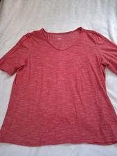 Talbots~Womens Red,%59 Cotton, Scoop Neck, Fancy Criss Cross Accent Size L picture