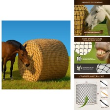 NETYSAY 6x6 Ft Round Bale Hay Net for Horses - Knotless Slow Feeder 2 inch Holes picture