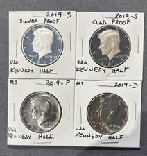 2019 P D S S Silver & Clad Proof Kennedy Half Dollar 4 Coin Lot 99.9% Silver picture