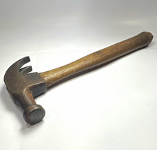 Vintage Curved Claw Hammer Forged Steel Head Wood Handle Carpentry Hand Tool picture