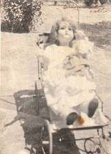Antique Photo Dolls in Stroller Pram Edwardian Era Girls Toys American picture