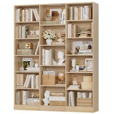 Triple Wide Bookshelf, Large Bookshelf with 17 Display Shelves picture