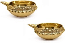 SATVIK 2 pc Kuber Diya for Diwali Decoration. Handmade Oil Lamp with Golden picture