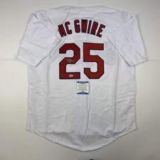 Autographed/Signed Mark McGwire St. Louis White Baseball Jersey JSA COA picture