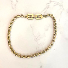 Vintage Givenchy Gold-Tone Rope Chain Bracelet Logo Clasp picture