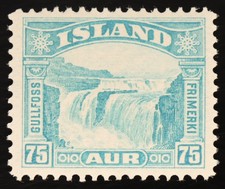 Iceland 1932 75 Aur Gullfoss Waterfall MH AFA 155 Scott 175 Facit 199 picture
