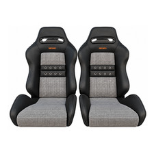 PAIR OF Used AUTHENTIC RECARO SR3 Shinori black white Fabric seats RACING CARS picture