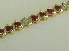 8Ct Round Cut Red Ruby & Diamond Women's Tennis Bracelet 14K Yellow Gold Finish picture