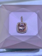 2.50Ct Cushion Cut Morganite Solitaire Pendant 14K Rose Gold Finish Free Chain picture